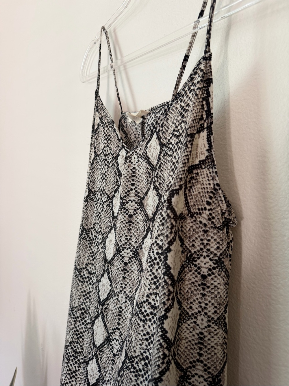 Spaghetti strap snake print slip dress
